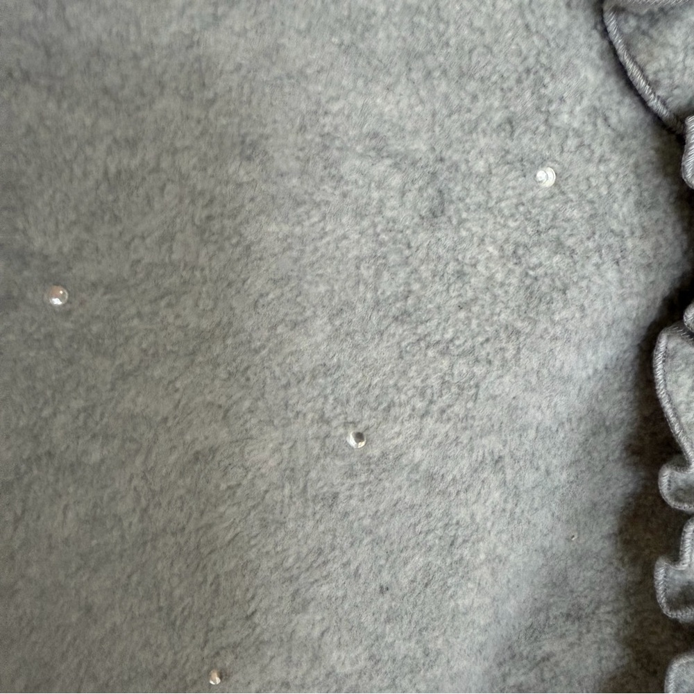 Quacker Factory Women’s L Gray Fleece Zip Jacket Ruffle Rhinestone Mock Neck - Picture 8 of 16